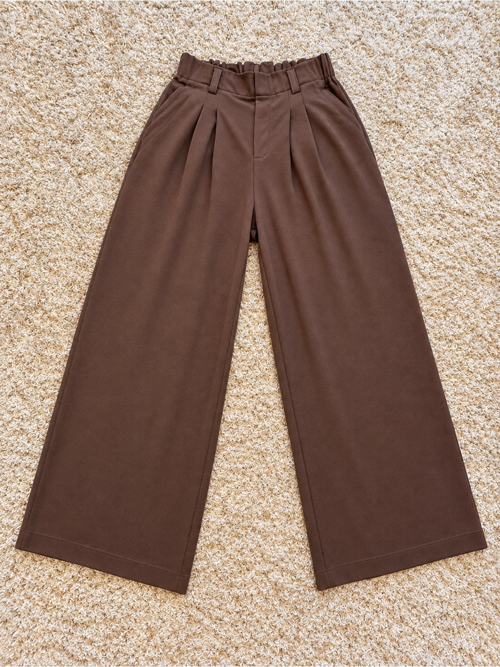 HALARA Flex Waffle Wide Leg Work Pants Brown High Waist Women’s S Regular